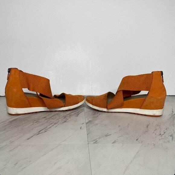 Eileen Fisher Orange Wedge Sandal 6 - Picture 5 of 13